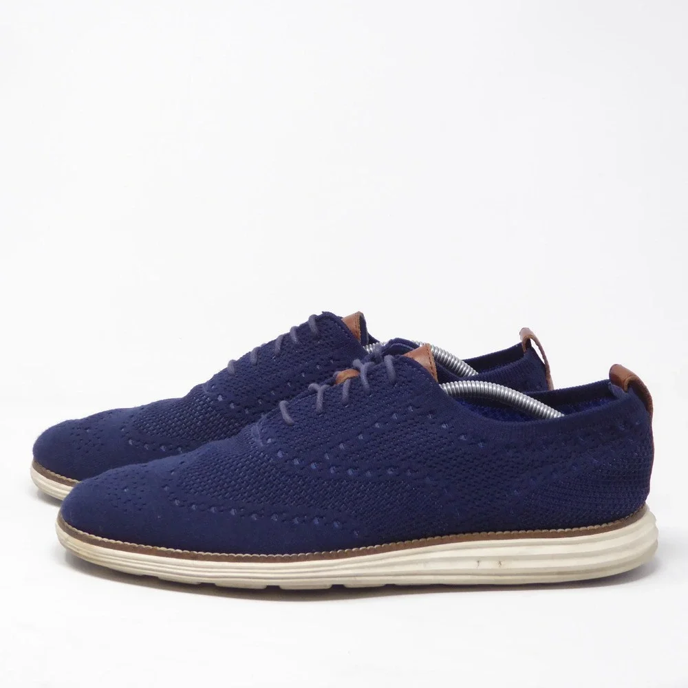 Cole Haan Mens OriginalGrand Stitchlite Wingtip Oxford Blue Knit C27960 11.5M